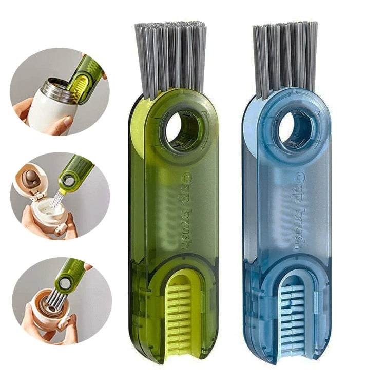 3-in-1 U자형 컵 뚜껑 청소 브러시 물병 뚜껑 홈 클리너, B 파랑, B 초록