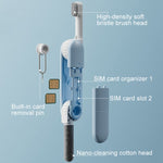 Bluetooth Earphone Cleaning Artifact Phone Dust Removal Tool Multi-Function Cleaning Brush, Sky Blue, Grey
