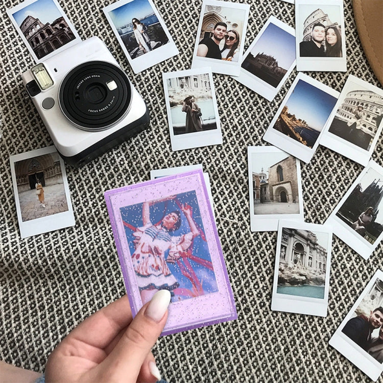 3 inch Ice Cream Glitter Photo Box Celebrity Photo Card Storage Box For Polaroids, Transparent, Pink, Purple, Blue, Green