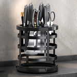 Home Thicken Knife Organizer Chopstick Cylinder Kitchen Drainage Countertop Shelf, Fixed (White), Fixed (Black), Fixed (Creamy), Rotary (White), Rotary (Black), Rotary (Creamy)