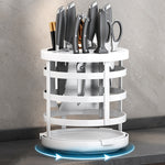 Home Thicken Knife Organizer Chopstick Cylinder Kitchen Drainage Countertop Shelf, Fixed (White), Fixed (Black), Fixed (Creamy), Rotary (White), Rotary (Black), Rotary (Creamy)