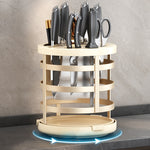 Home Thicken Knife Organizer Chopstick Cylinder Kitchen Drainage Countertop Shelf, Fixed (White), Fixed (Black), Fixed (Creamy), Rotary (White), Rotary (Black), Rotary (Creamy)