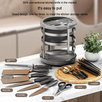Home Thicken Knife Organizer Chopstick Cylinder Kitchen Drainage Countertop Shelf, Fixed (White), Fixed (Black), Fixed (Creamy), Rotary (White), Rotary (Black), Rotary (Creamy)