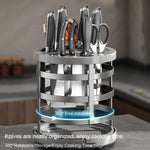 Home Thicken Knife Organizer Chopstick Cylinder Kitchen Drainage Countertop Shelf, Fixed (White), Fixed (Black), Fixed (Creamy), Rotary (White), Rotary (Black), Rotary (Creamy)