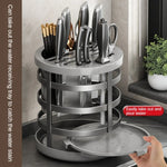 Home Thicken Knife Organizer Chopstick Cylinder Kitchen Drainage Countertop Shelf, Fixed (White), Fixed (Black), Fixed (Creamy), Rotary (White), Rotary (Black), Rotary (Creamy)