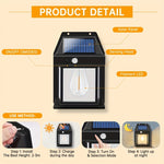 Solar Outdoor Tungsten Wall Light 3 Modes Body Sensing Waterproof Garden Villa Night Light, Regular Black, Regular White, Large Black, Large white