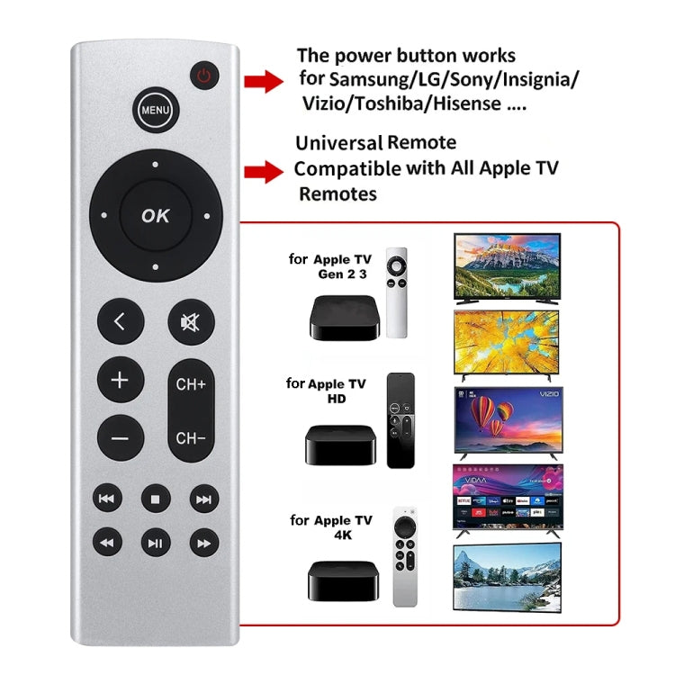 Apple TV 리모컨 4K / HD A2169 A1842 A1625 음성 미포함, 일반 스타일