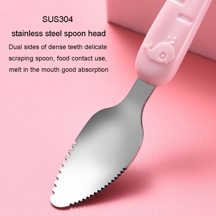 아기 과일 양면 스크래핑 숟가락 304 스테인리스 실리콘 부드러운 숟가락, 분홍, 파랑, 보관함 포함 파랑, 보관함 포함 분홍