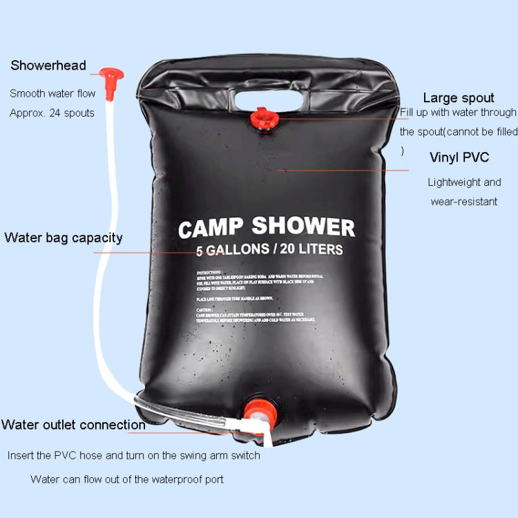 Outdoor Folding Solar Shower Bag Portable Water Storage Bag For Home Use, 20L, 25L