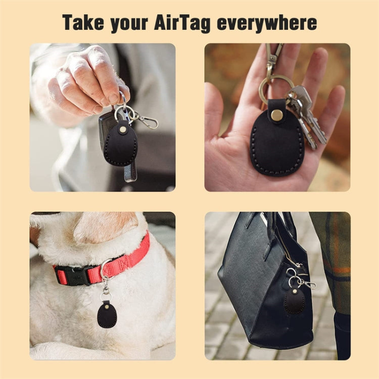 AirTag 위치 추적기 가죽 케이스 액세스 카드 키체인 포함