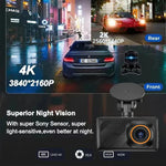 3인치 듀얼 렌즈 전면 4K + 후면 2K HD WiFi 연결 차량용 블랙박스, A5