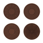 4pcs/set 6.8x0.3cm Car Anti-slip Silicone Water Coaster Storage Interior, Black, Gray, Brown, Green, Wine Red