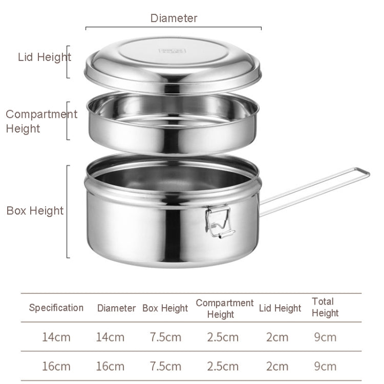 304 스테인리스 원형 도시락, 14cm 단층, 16cm 단층, 14cm 이중층, 16cm 이중층