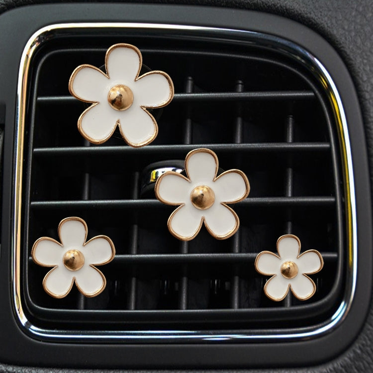4pcs/set Small Chrysanthemum Perfume Alloy Jewelry Car Air Outlet Decoration Clip, White, Black, Red, Blue