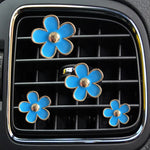 4pcs/set Small Chrysanthemum Perfume Alloy Jewelry Car Air Outlet Decoration Clip, White, Black, Red, Blue