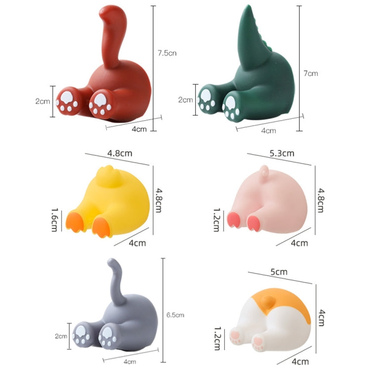 Cartoon Animal Punch-free Hook Traceless Plug Holder Bathroom Cute Toothbrush Hanger, Dinosaur Tail, Cat Tail, Lattice Tail, Corgi Tail, Duck Tail