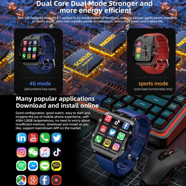 LOKMAT Appllp 3 Max 2.02인치 플러그 카드 4G 통화 방수 스포츠 스마트워치 SOS 기능 포함