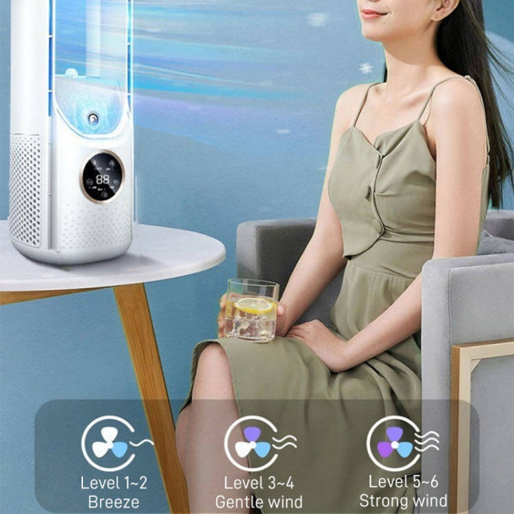 책상용 블레이드리스 가습 전기 팬 6단계 조절 LED 조명 타이머 기능 포함