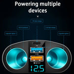 Dual USB Type-C Real-time Digital Display Cigarette Lighter Expansion Car Charger, 3.1A Double A+C, QC3.0+2.4A Dual A+C, 66W Dual A+C, PD+QC3.0+2.4A Dual A+C