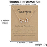 12 Zodiac Signs With Diamonds Necklace Card Rhinestones Collarbone Chain Pendant, Scorpio Golden, Sagittarius Golden, Capricorn Golden, Taurus Golden, Pisces Golden, Leo Golden, Libra Golden, Cancer Golden, Aquarius Golden, Virgo Golden, Aries Golden  ...