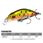 5.3cm 4.6g 싱킹 미노우 루어 롱 캐스팅 바이오닉 플라스틱 하드 베이트 낚시 장비, PROBEROS DW577 8003 훅, PROBEROS DW578 일반 훅