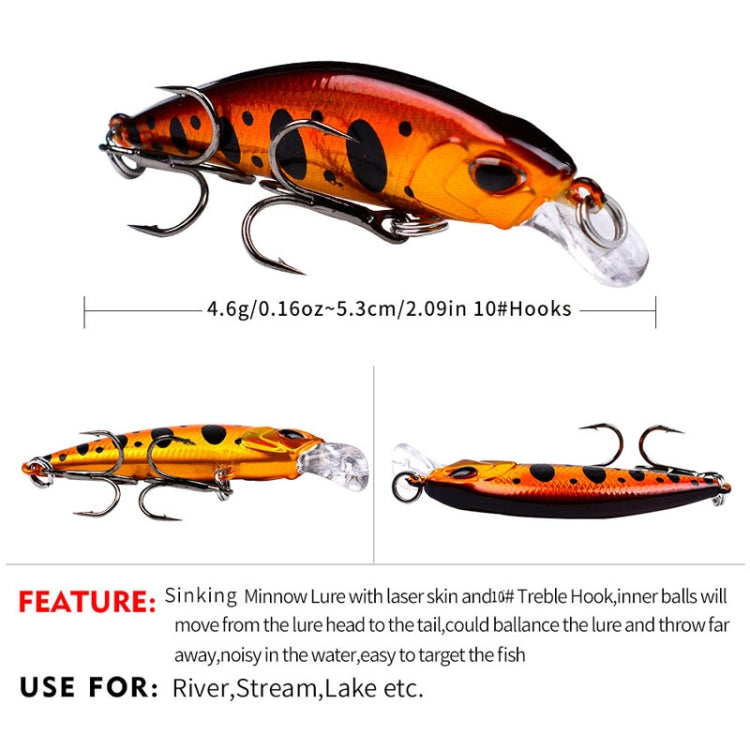 5.3cm 4.6g 싱킹 미노우 루어 롱 캐스팅 바이오닉 플라스틱 하드 베이트 낚시 장비, PROBEROS DW577 8003 훅, PROBEROS DW578 일반 훅