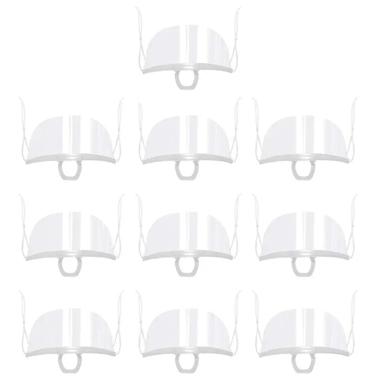 10개입/봉 재활용 투명 식당용 마스크 요리사 김서림 및 침방지 플라스틱 마스크