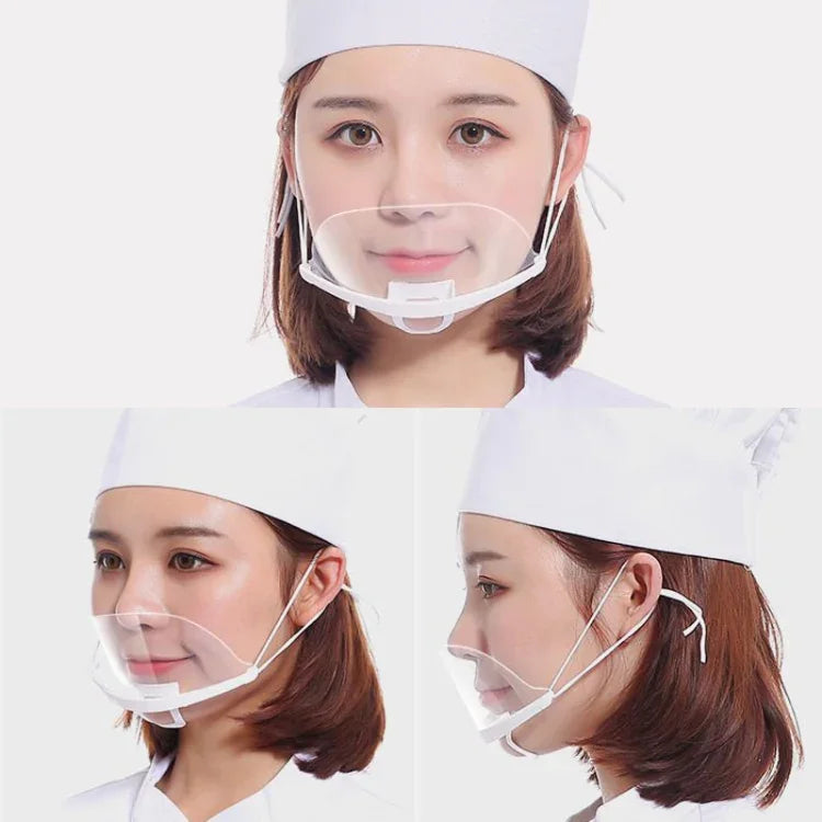 10개입/봉 재활용 투명 식당용 마스크 요리사 김서림 및 침방지 플라스틱 마스크