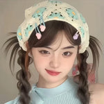 수제 코바늘 삼각형 헤어밴드 다용도 빈티지 소녀 시골풍 머리띠, 원사이즈