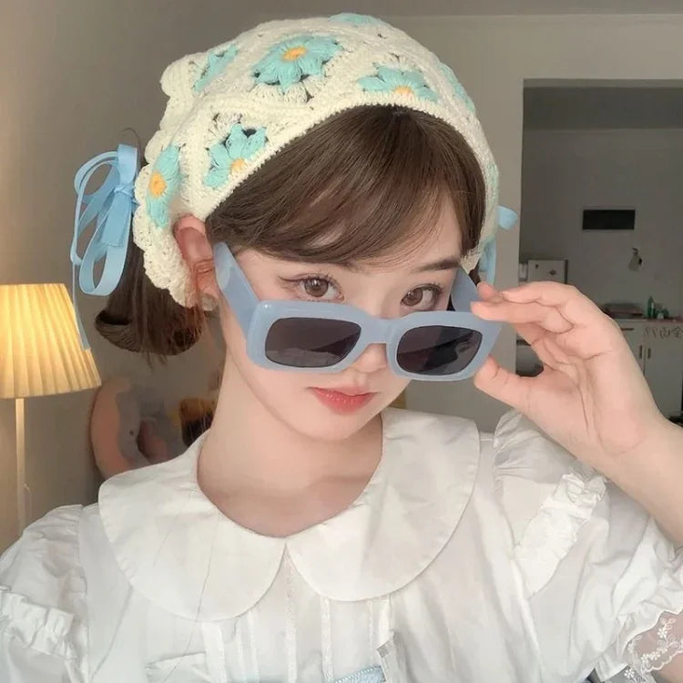 수제 코바늘 삼각형 헤어밴드 다용도 빈티지 소녀 시골풍 머리띠, 원사이즈