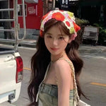 수제 코바늘 삼각형 헤어밴드 다용도 빈티지 소녀 시골풍 머리띠, 원사이즈