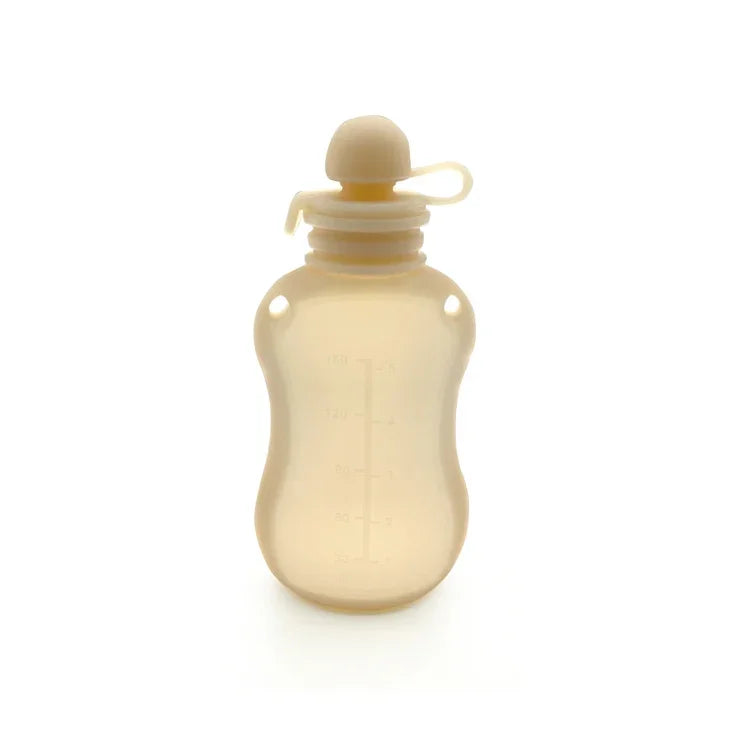 150ml 재사용 가능한 실리콘 아기 음식 파우치 리필 가능한 짜먹기 저장 용기, 150ml 블루, 150ml 핑크, 150ml 베이지