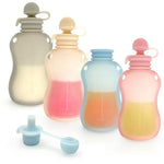 150ml 재사용 가능한 실리콘 아기 음식 파우치 리필 가능한 짜먹기 저장 용기, 150ml 블루, 150ml 핑크, 150ml 베이지