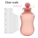 150ml 재사용 가능한 실리콘 아기 음식 파우치 리필 가능한 짜먹기 저장 용기, 150ml 블루, 150ml 핑크, 150ml 베이지