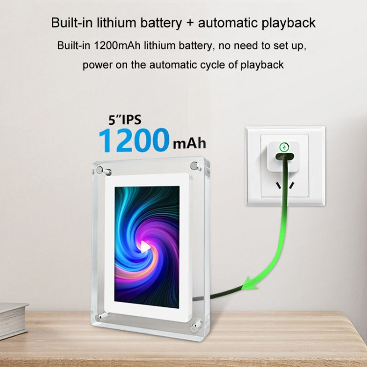 5 Inch HD Digital Photo Frame Crystal Advertising Player 1080P Motion Video Picture Display Player, 5 Inch (US Plug), 5 Inch (EU Plug), 5 Inch (UK Plug)