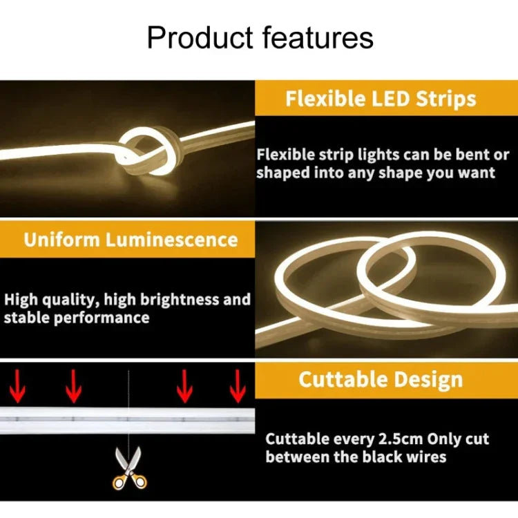 LIXINCORDA 2m 5V USB 터치 컨트롤 LED 라이트 스트립 유연한 네온 실리콘 소프트 스트립, USB 터치 컨트롤 (핑크), USB 터치 컨트롤 (웜 화이트), USB 터치 컨트롤 (파란색)