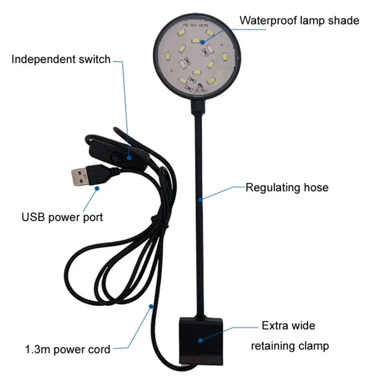 5W 어항 LED 클립 조명 USB 플러그 조명 수족관 반투명 수생 식물 램프