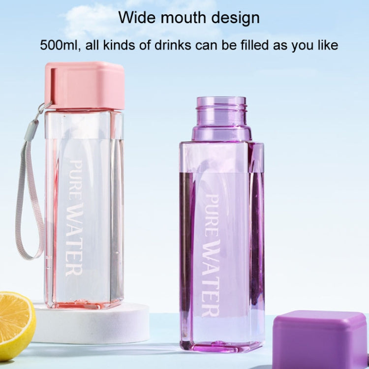 심플 스퀘어 머그 휴대용 누수 방지 플라스틱 컵 스포츠 캠핑 병, 500ml