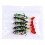 5개입 /팩 HENGJIA SO071 T-테일 납 낚시 루어 루아 낚시 소프트 베이트, 8.5cm 10.6g