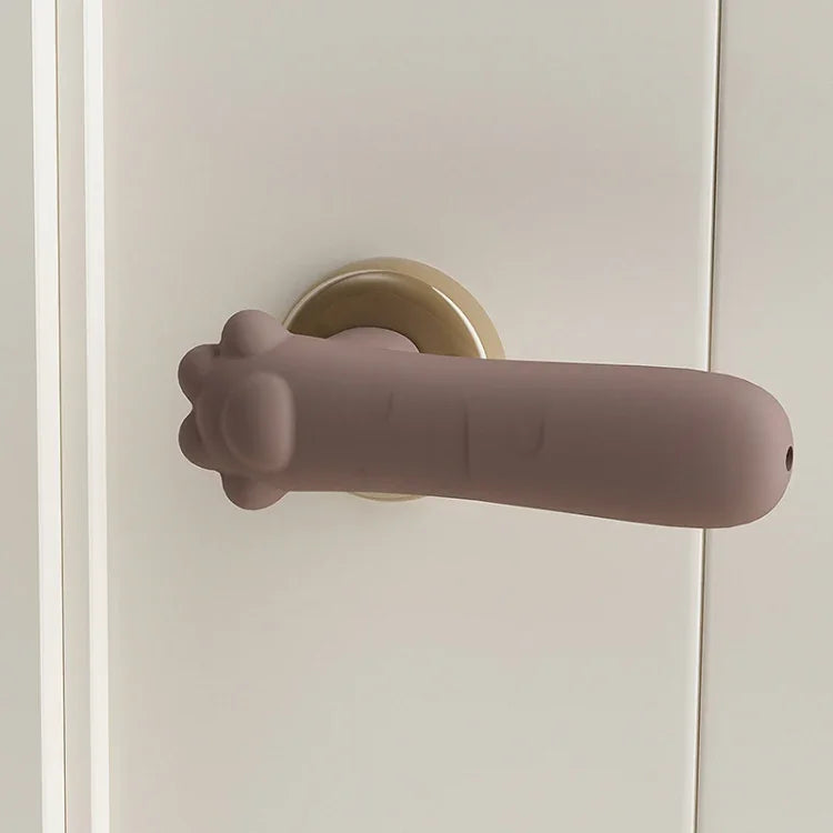 실리콘 문 손잡이 보호대 어린이 충돌 방지 문 패드, 고양이 발톱-브라운, 고양이 발톱-우드 컬러