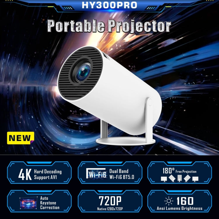 HY300 PRO 스마트 프로젝터 안드로이드 11.0 시스템 160 루멘 휴대용 프로젝터, EU 플러그, 미국 플러그, 영국 플러그, 호주 플러그