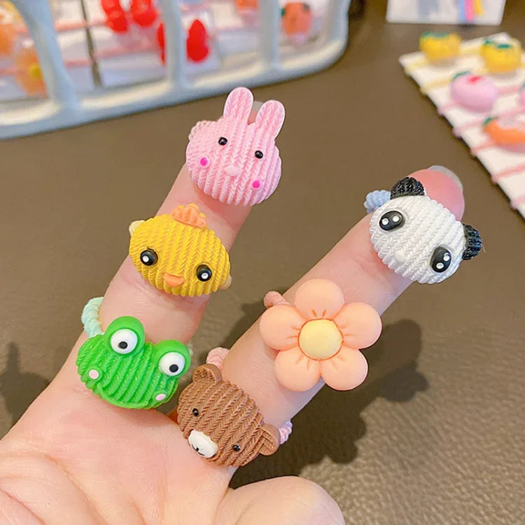 10개 세트 어린이 사랑스러운 머리띠 반지 아기 작은 부러지지 않는 머리밴드, 꽃 1, 아보카도, 과일과 채소, 꽃 2, 다채로운 팔잎 꽃, 분홍 사탕, 개구리 동물, 아이스크림, 수박 과일, 투명 데이지, 크림 색상