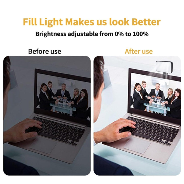 셀카 보조 조명 충전식 3가지 색온도 클립형 휴대폰, 노트북, 태블릿 회의용, 24 LED