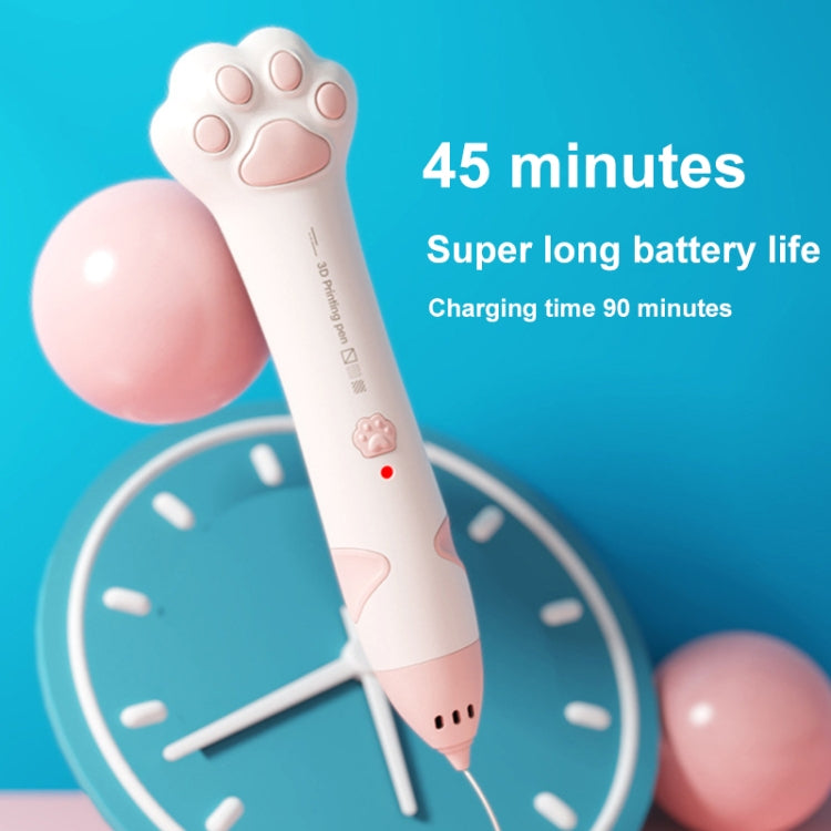 고양이 발톱 USB 충전 저온 3D 프린팅 펜 어린이 DIY 낙서 3D 페인팅 펜, 민트 그린, 사쿠라 핑크