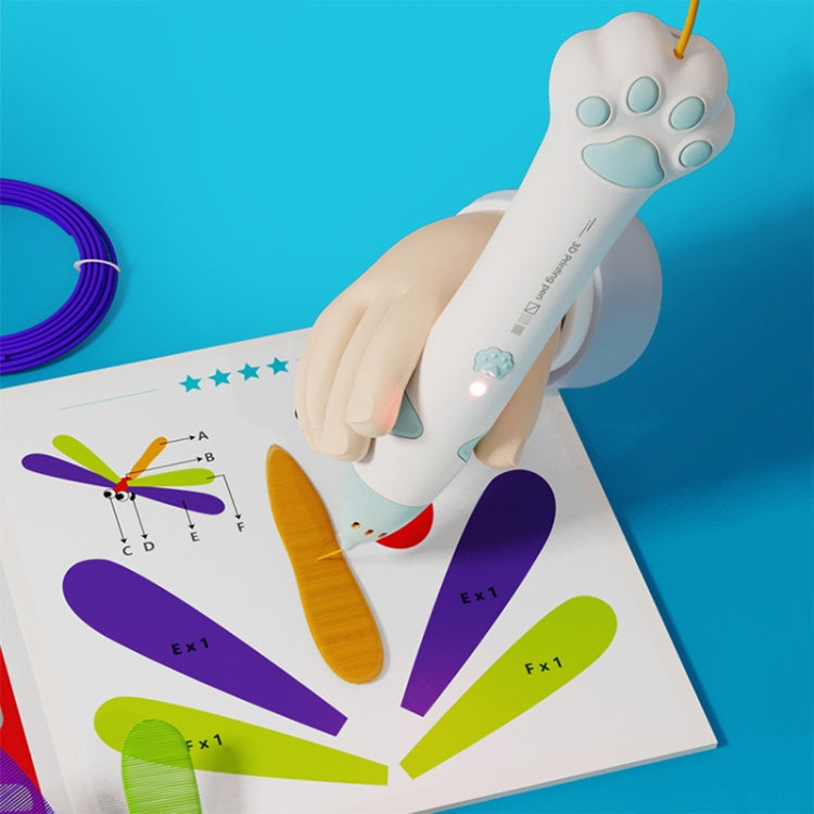 고양이 발톱 USB 충전 저온 3D 프린팅 펜 어린이 DIY 낙서 3D 페인팅 펜, 민트 그린, 사쿠라 핑크