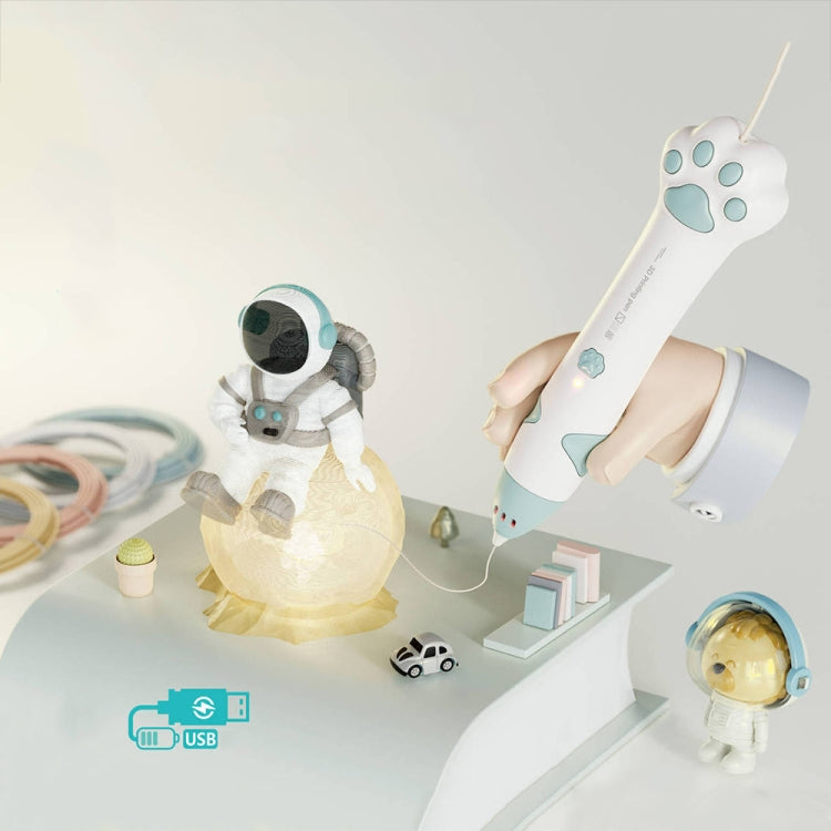 고양이 발톱 USB 충전 저온 3D 프린팅 펜 어린이 DIY 낙서 3D 페인팅 펜, 민트 그린, 사쿠라 핑크