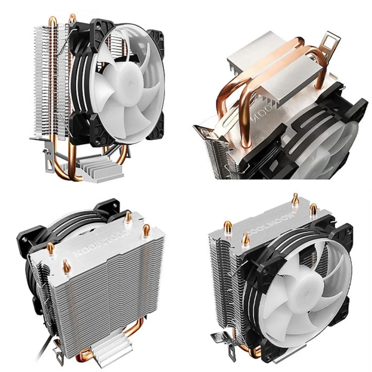 COOLMOON 프로스트 더블 구리 튜브 CPU 팬 데스크탑 PC 조명 무소음 AMD 공랭 쿨러, P2 매직 문 에디션 싱글 팬, P22 매직 문 에디션 더블 팬, P2 스트림라인 에디션 싱글 팬, P22 스트림라인 에디션 더블 팬