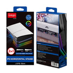 For Sony PS5 Slim IPEGA PG-P5S021 RGB Light Host Horizontal Stand With 4 USB HUBs, White