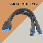 컴퓨터 마더보드 19핀 USB3.0 1대 2 확장 케이블, 21cm 19핀