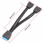 컴퓨터 마더보드 19핀 USB3.0 1대 2 확장 케이블, 21cm 19핀